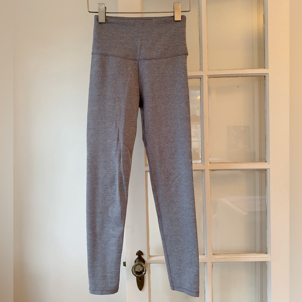 High rise full length leggings with pocket stone blue grey color size XS